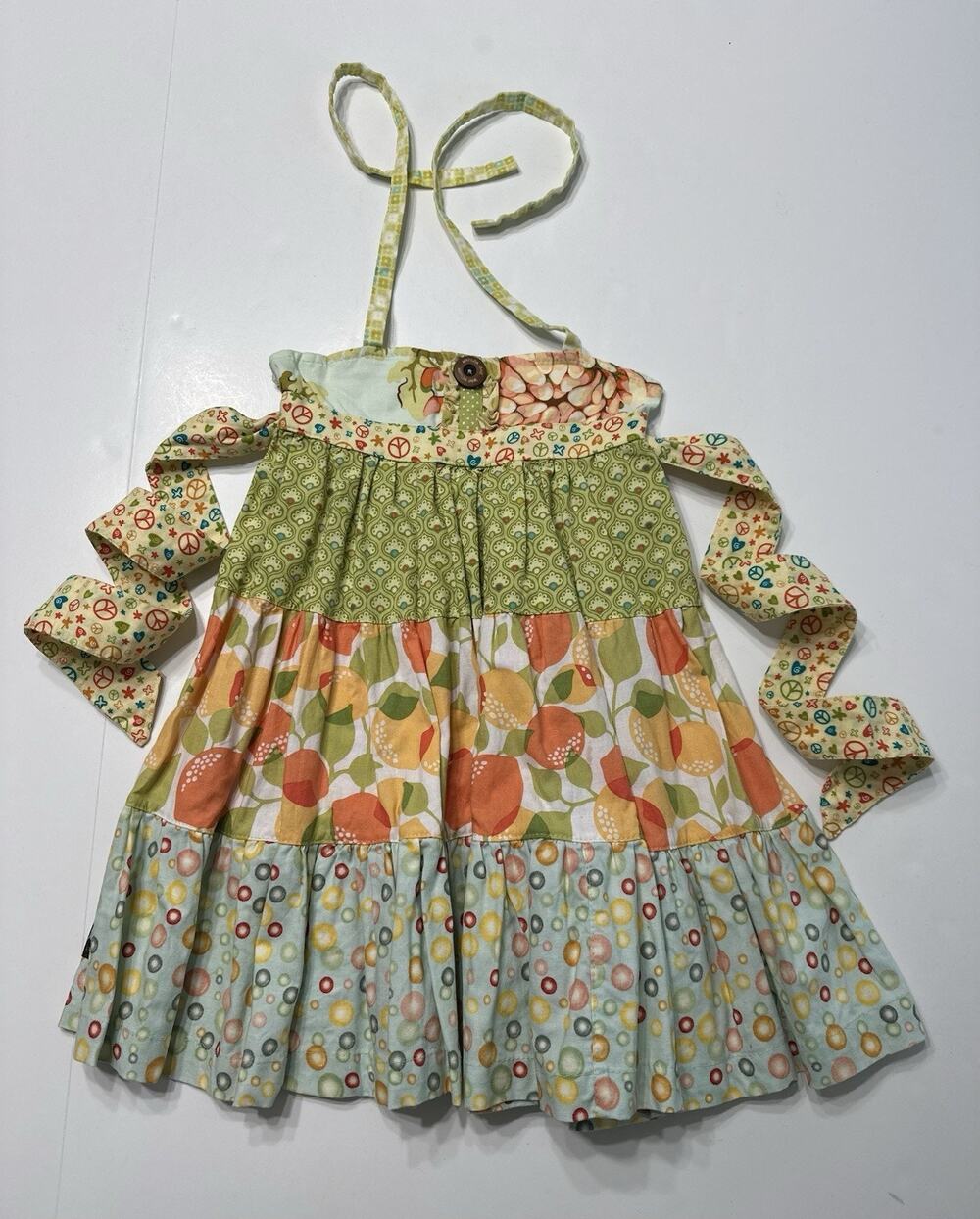 Matilda Jane Platinum Ellie Dress Size 4 Green Peach Tiered